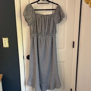 Treasure & Bond Black and White Checkered Midi Dress